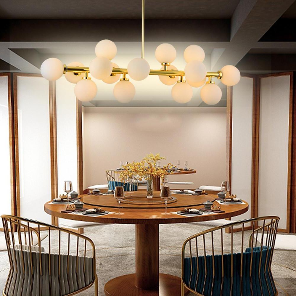 35 Inch Modern 16 Light Molecular Pendant Lighting LED Glass Globe Chandelier for Living Room