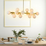 35 Inch Modern 16 Light Molecular Pendant Lighting LED Glass Globe Chandelier for Living Room