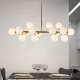 35 Inch Modern 16 Light Molecular Pendant Lighting LED Glass Globe Chandelier for Living Room