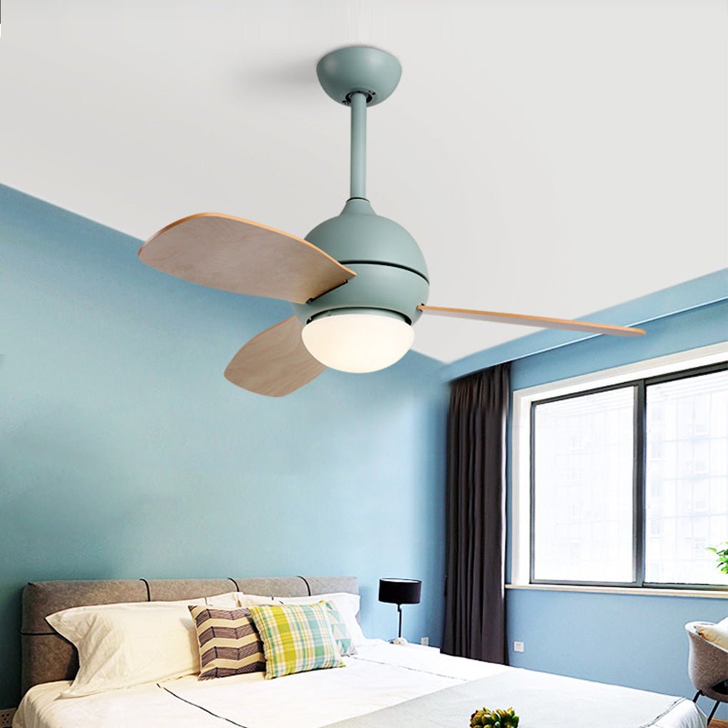 36 Inch Modern Nordic LED Ceiling Fan with Remote Control Dimmable Light for Living Room and Bedroom