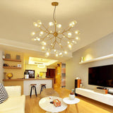 36 Light LED Sputnik Chandelier Modern Black and Gold Cluster Hanging Pendant Light Fixture