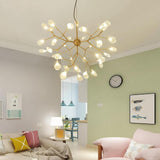 36 Light LED Sputnik Chandelier Modern Black and Gold Cluster Hanging Pendant Light Fixture
