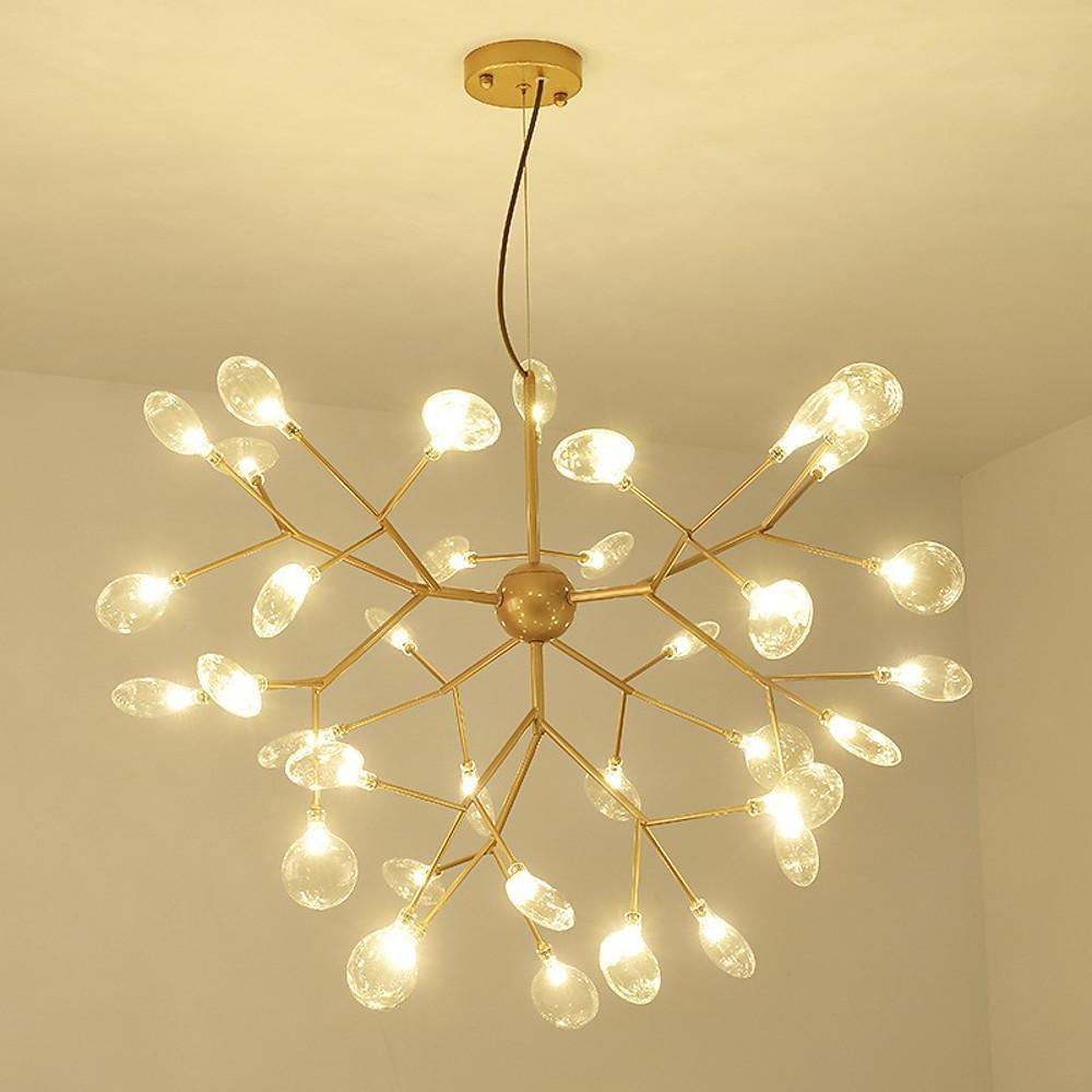 36 Light LED Sputnik Chandelier Modern Black and Gold Cluster Hanging Pendant Light Fixture