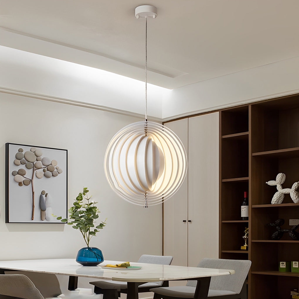 360 Degree Rotatable White Metal Nordic Pendant Lamp Modern Adjustable Iron Hanging Light for Bedroom