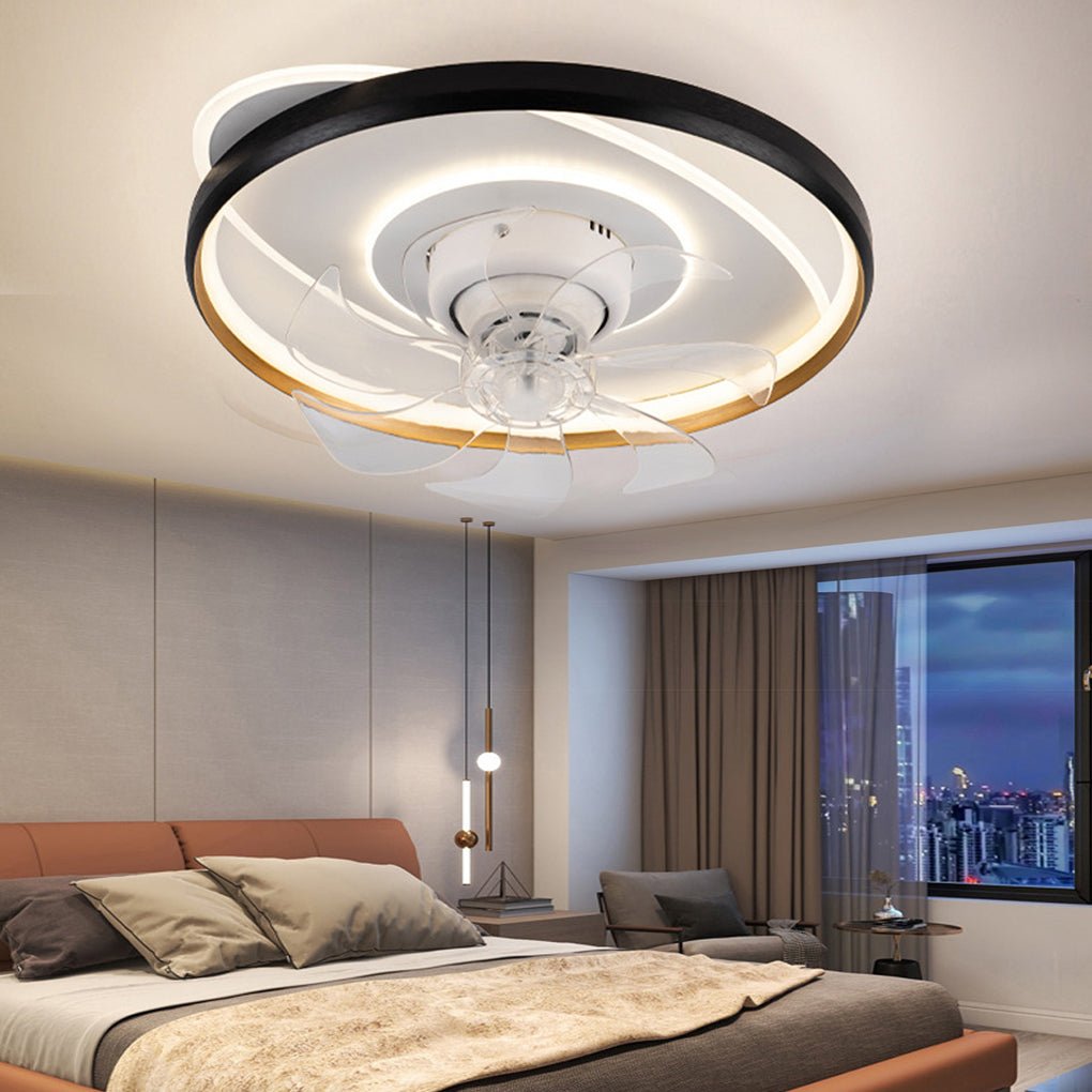 360 Degree Rotating Low Profile LED Ceiling Fan with Stepless Dimming Remote Control