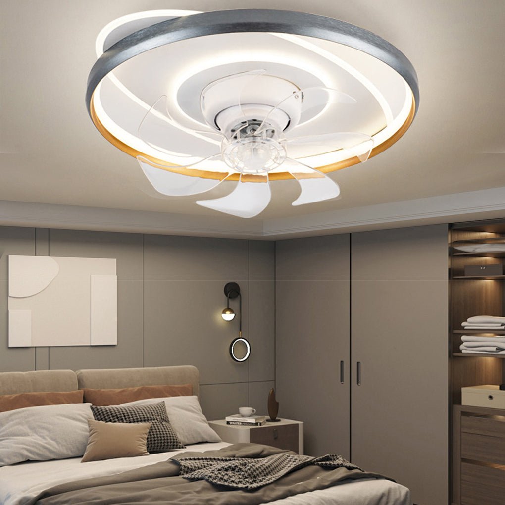 360 Degree Rotating Low Profile LED Ceiling Fan with Stepless Dimming Remote Control