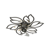 Modern Flower Design Low Profile Ceiling Fan with 3 Color Dimming LED Light for Bedroom and Living Room