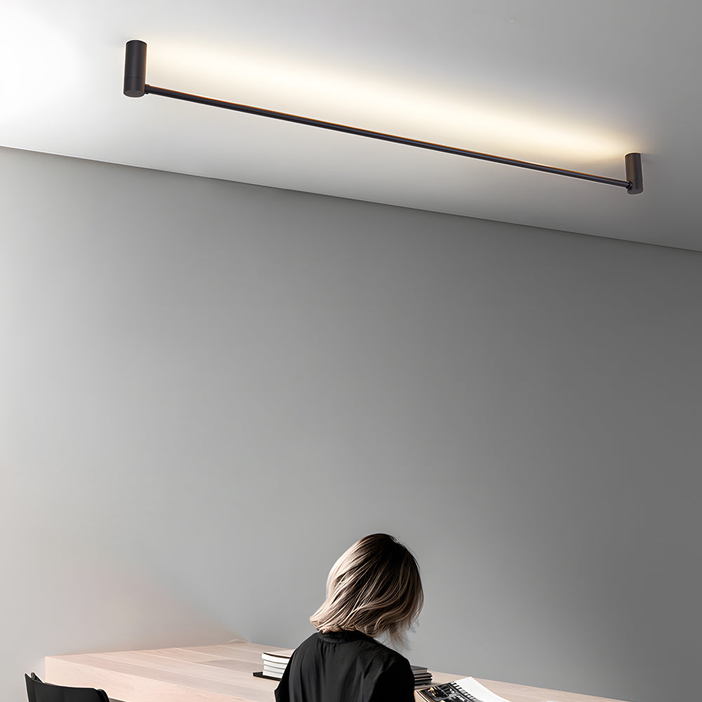 Rotatable Modern Black LED Linear Ceiling Light Fixture for Hallway and Living Room
