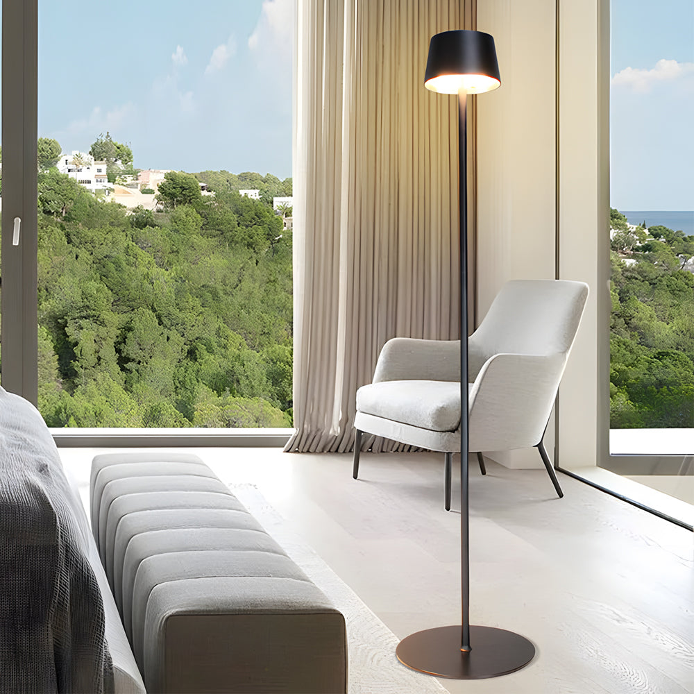 Modern 48.8 Inch Black Rechargeable LED Floor Lamp with Touch Dimming and IP54 Waterproof Rating