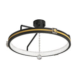 Modern Round Ring LED Ceiling Lamp with Crystal Glass Ball Decor and 3 Step Dimming Control