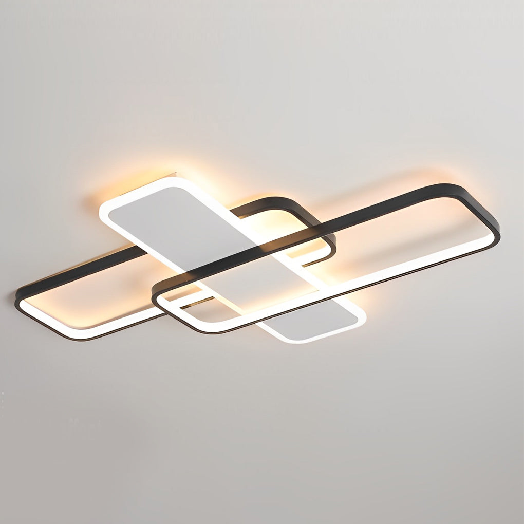 Geometric Overlapping Square LED Ceiling Light Modern Nordic Flush Mount Dimmable Chandelier