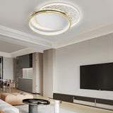 Modern Round Acrylic LED Flush Mount Ceiling Light with 3 Step Dimming White and Gold Finish