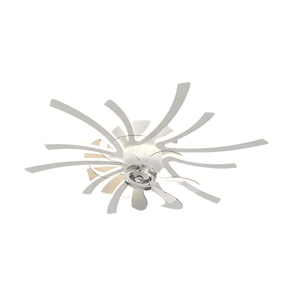 Modern Floral Acrylic Ceiling Fan with Three Step Dimming Light for Bedroom and Dining Room