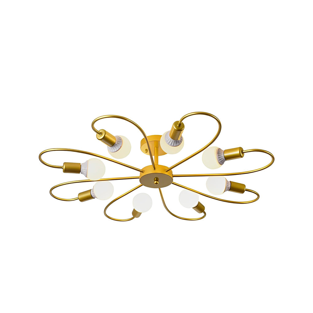 Modern Flower Shaped Iron Ceiling Light Nordic Style Flush Mount Fixture for Bedroom