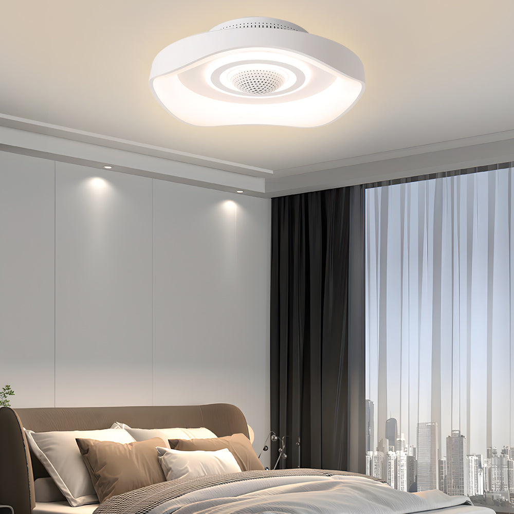 20 Inch Low Profile Flush Mount Bladeless Ceiling Fan with Dimmable LED Light and Remote
