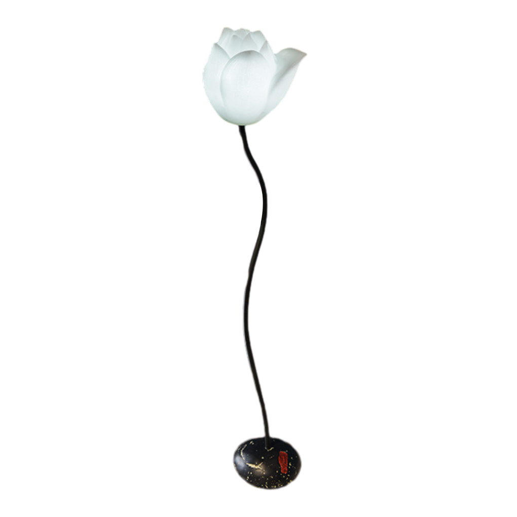 Modern Aesthetic Lotus Flower LED Floor Lamp with Pink and White Glass Shades