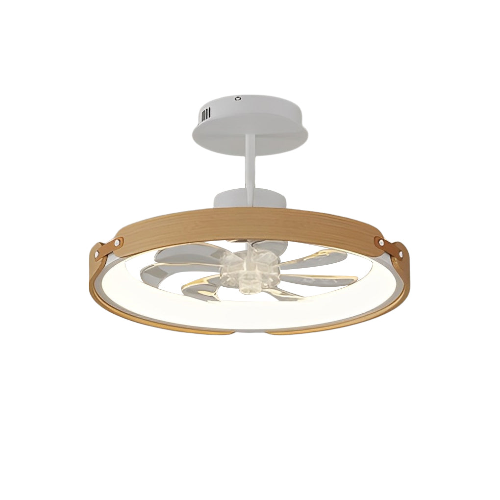 Modern Wood LED Bladeless Ceiling Fan with 3 Step Dimming and Smart App Control