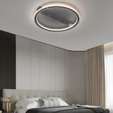Modern Round Black Glass LED Flush Mount Ceiling Light with 3 Color Dimming