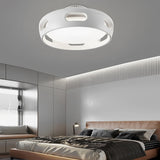 Modern White Round Smart Bladeless Ceiling Fan with Dimmable LED Lighting
