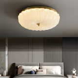 Elegant Copper Glass Petal LED Flush Mount Ceiling Lamp with 3 Step Dimming