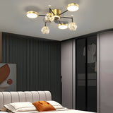 Modern Star Ball LED Ceiling Fan with Three Step Dimming Flush Mount Light Fixture