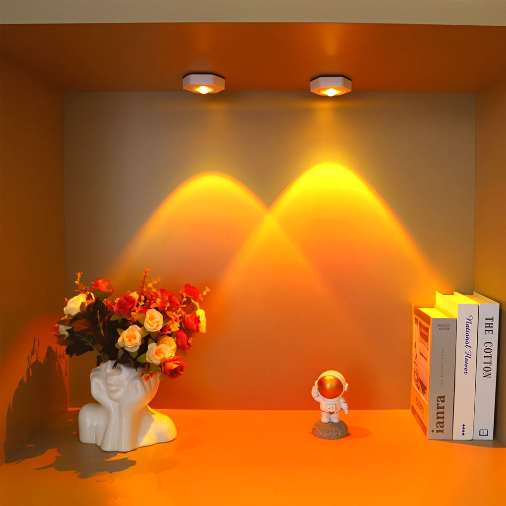 Portable Sunset Projection LED Under Cabinet Light Battery Operated Touch Switch Lamp