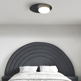 Modern Oval LED Flush Mount Ceiling Light with White Glass Shade for Bedroom and Study