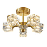 Modern Copper Crystal Ceiling Light Fixture with 180 Degree Adjustable Multi Light Shades