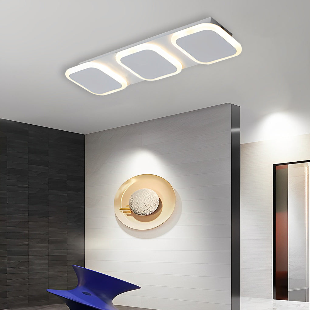 Modern Geometric LED Flush Mount Ceiling Light Minimalist Round and Square Metal Fixture