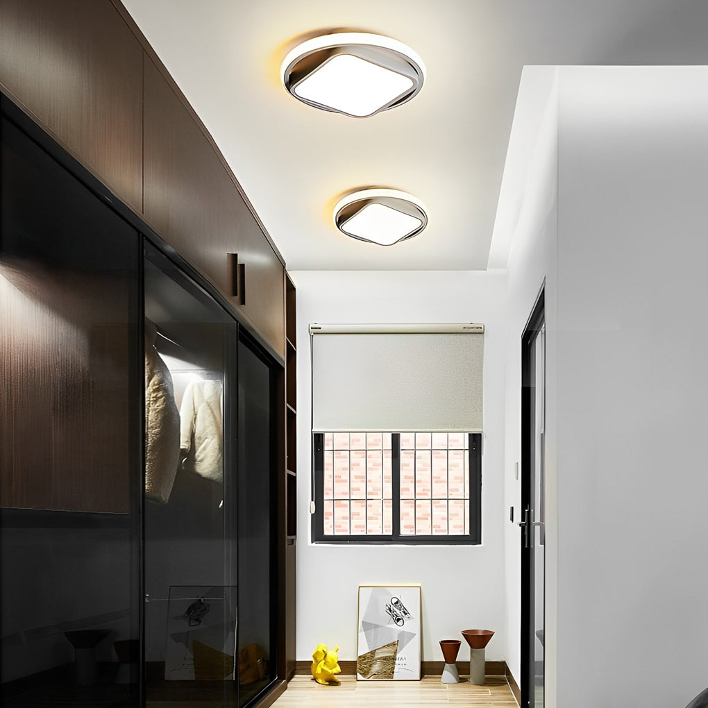 Modern Geometric LED Flush Mount Ceiling Light Square and Round Metal Cluster Lighting