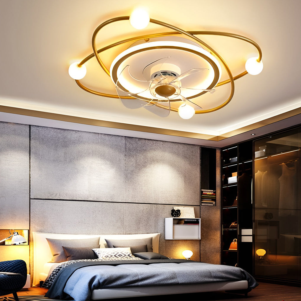 Modern Dimmable LED Nordic Ceiling Fan Light with Quiet Motor and Remote Control for Bedroom Study