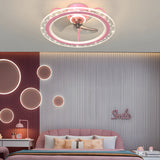 Modern Round Star Decor Bladeless Ceiling Fan with 3 Step Dimming Flush Mount Light Fixture