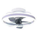 Modern Flush Mount Ceiling Fan with Stepless Dimming LED Light and 360 Degree Rotating Airflow
