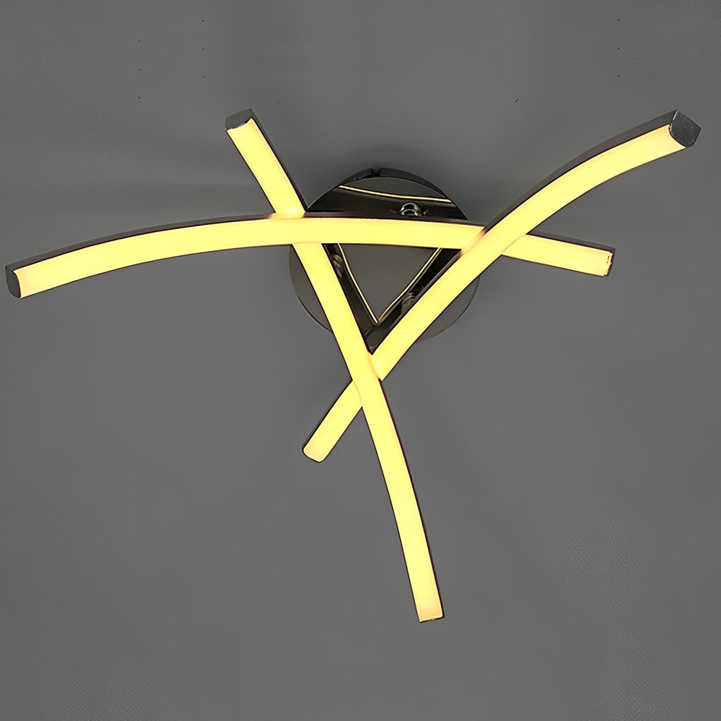 Modern Geometric 3 Line LED Ceiling Light White Flush Mount Chandelier for Bedroom and Living Room