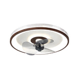 Modern 20 Inch Walnut Flush Mount Ceiling Fan with Dimmable LED Light and 6 Speed Remote