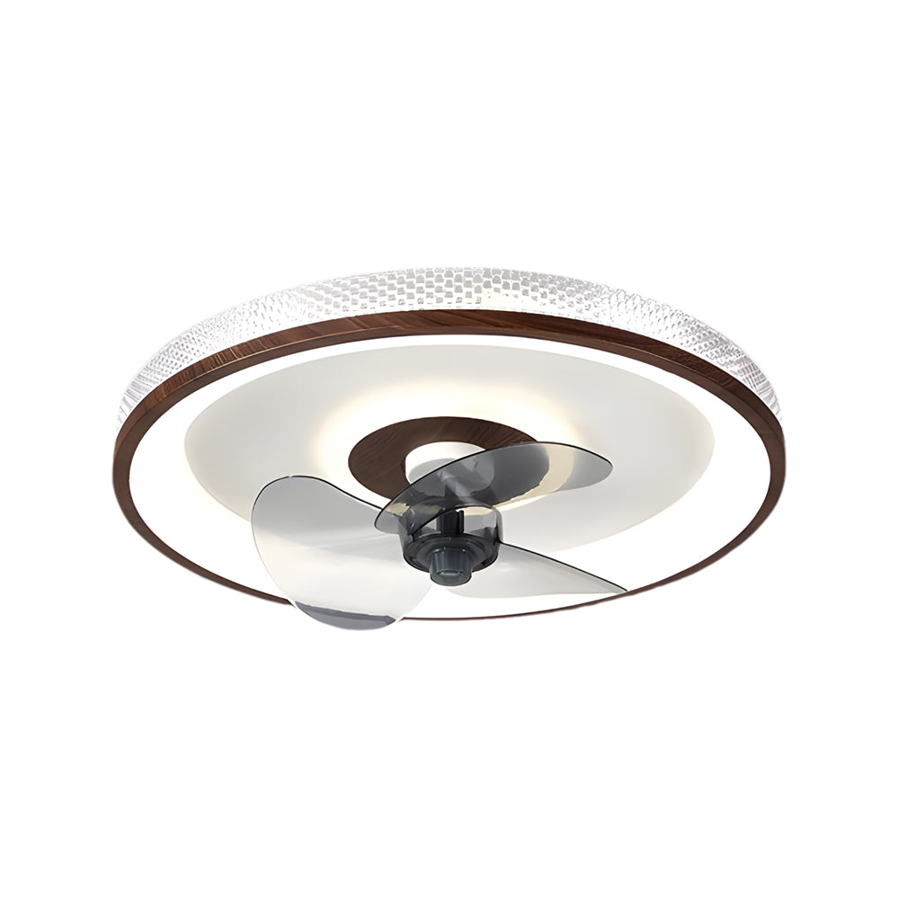 Modern 20 Inch Walnut Flush Mount Ceiling Fan with Dimmable LED Light and 6 Speed Remote