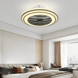 20 Inch Modern Bladeless Ceiling Fan with LED Light Quiet Flush Mount Enclosed Fan for Low Ceilings