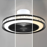 Modern Flush Mount Bladeless Ceiling Fan with Dimmable LED Light and Remote Control