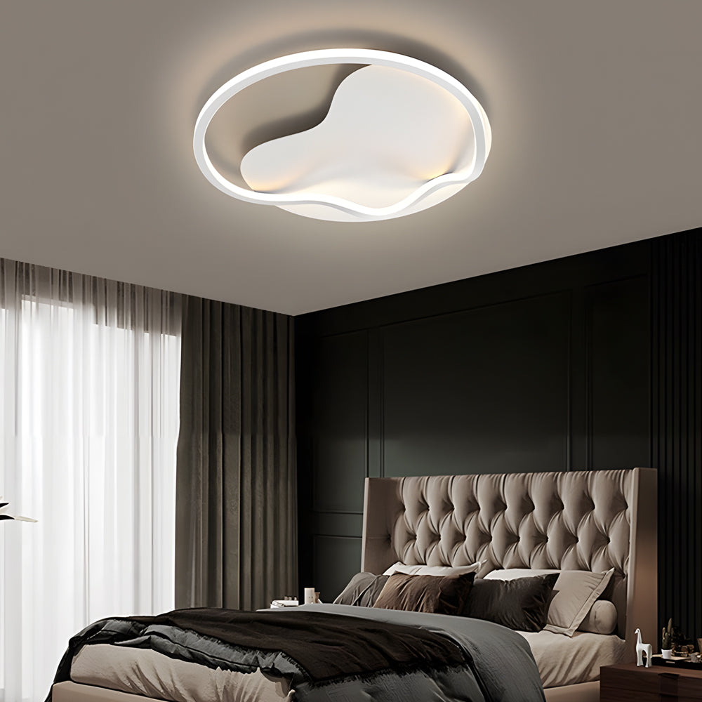 Modern White Round LED Flush Mount Ceiling Light with 3 Step Color Dimming