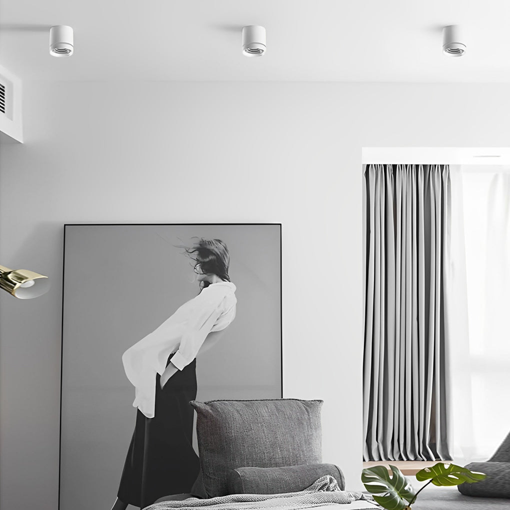 Modern Minimalist LED Flush Mount Ceiling Light Cylindrical Aluminum Geometric Fixture White Black