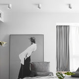 Modern Minimalist LED Flush Mount Ceiling Light Cylindrical Aluminum Geometric Fixture White Black