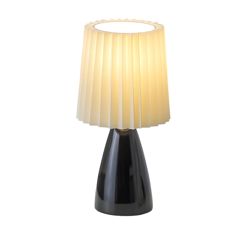 Modern 12 Inch Pleated Shade Glass Table Lamp with 3 Step Dimming and USB Power