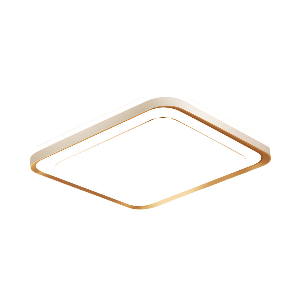 Modern Rectangular LED Flush Mount Ceiling Light Dimmable Gold Geometric Fixture for Living Room