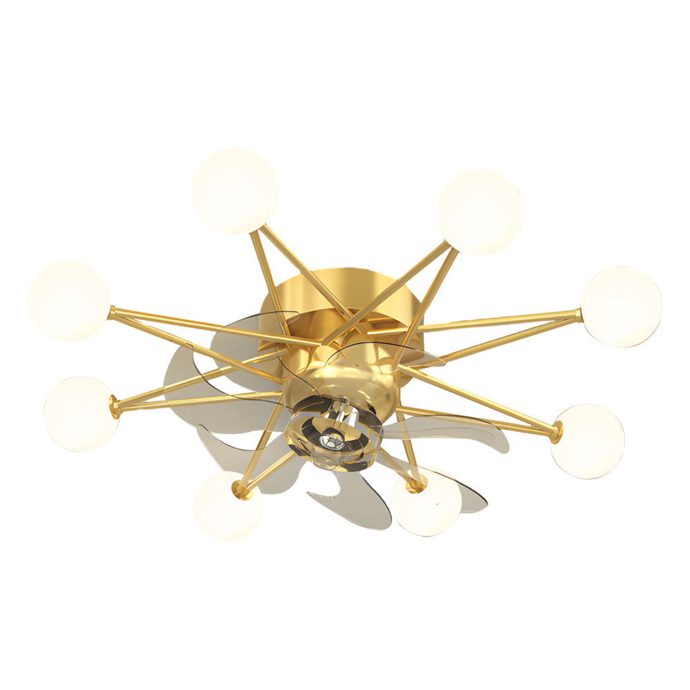 Modern Starry Design Ceiling Fan with 3 Color Dimming Light for Childrens Bedroom