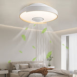 Modern Round Bladeless Ceiling Fan with Integrated Dimmable LED Light and 6 Speed Motor