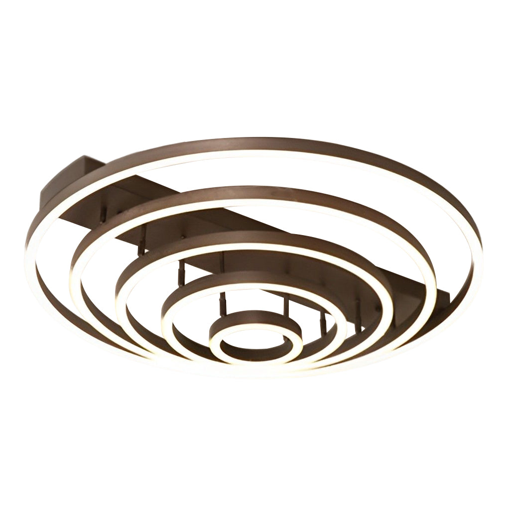 Modern Coffee Circular Tiered LED Flush Mount Ceiling Light for Living Room and Bedroom