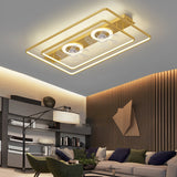 Modern Rectangular Bladeless Ceiling Fan with LED Light and Dual Internal Fans for Living Room