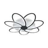 Geometric Flower LED Flush Mount Ceiling Light with Acrylic Petal Design in Black
