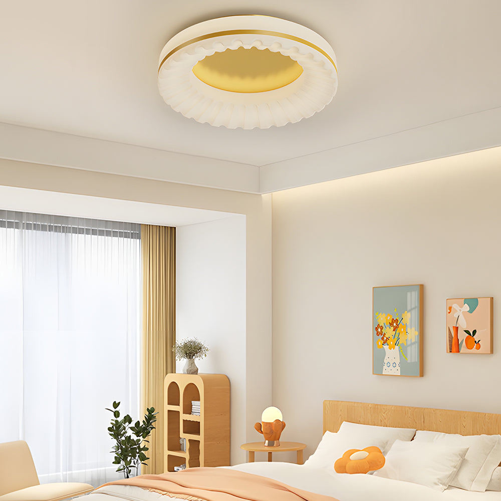Modern Round LED Ceiling Light Fixture with Three Step Dimming Acrylic Flush Mount Lamp for Bedroom