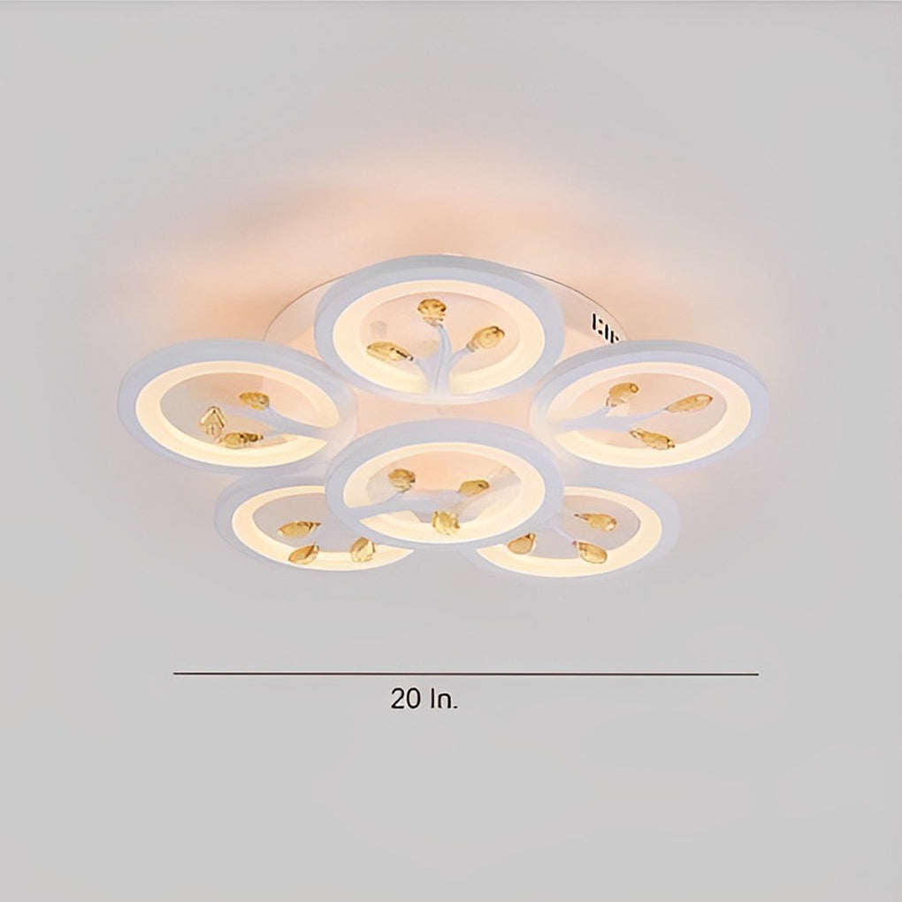 Modern White Flower LED Ceiling Light Dimmable Flush Mount Nordic Bedroom Fixture